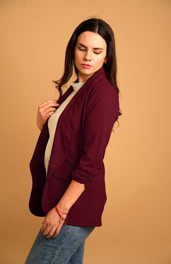 Blazer Manga 3/4 Liso con Solapa para Mujer - Unitalla en Varios Colores