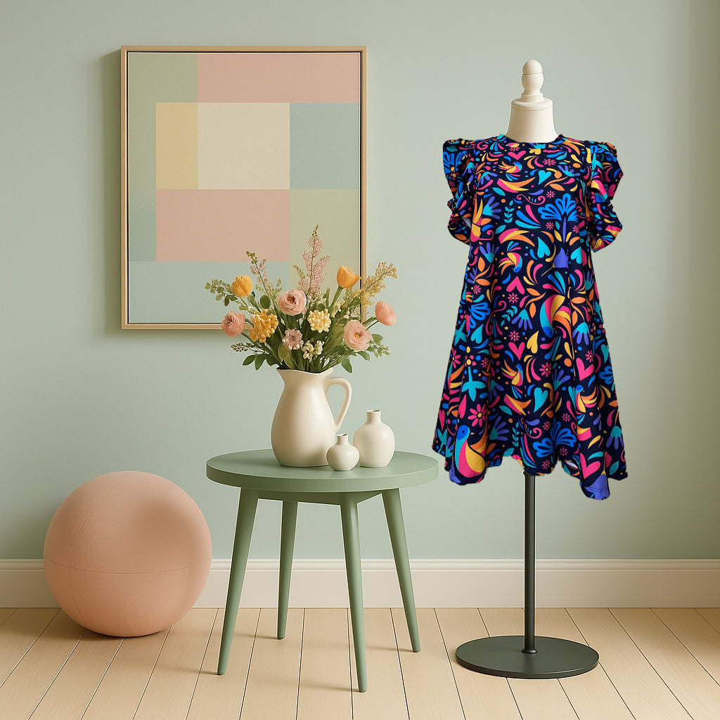 Vestido Corto Floral Sublimado con Mangas Abullonadas | Romántico, Fresco y Femenino