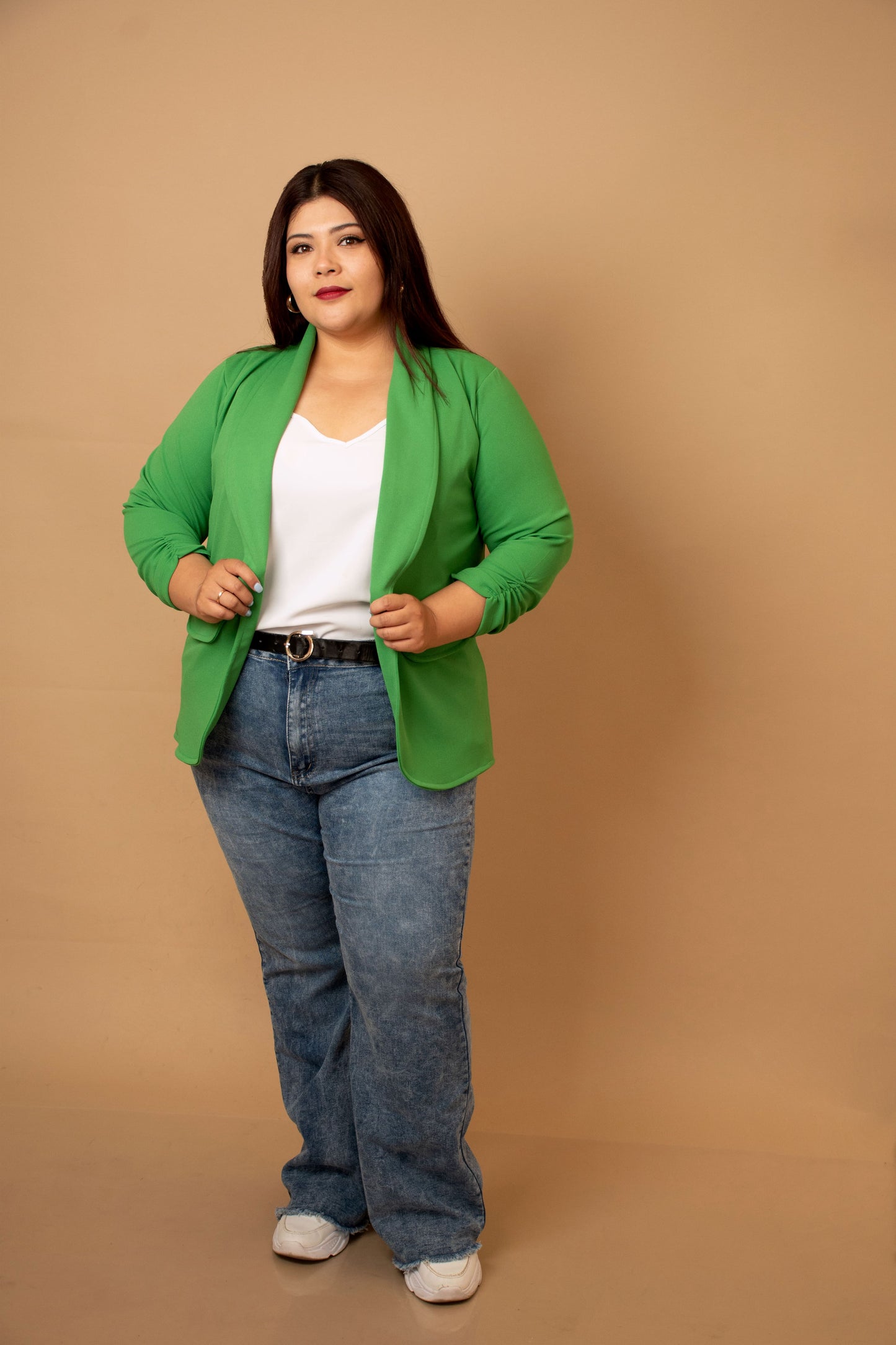 Blazer Manga 3/4 Liso con Solapa para Mujer - Talla Extra