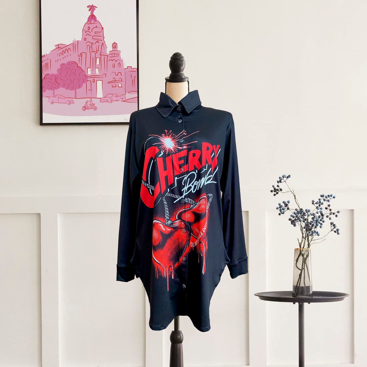 Camisa Estampada de Cerezas Unitalla - Estilo Fresco y Divertido