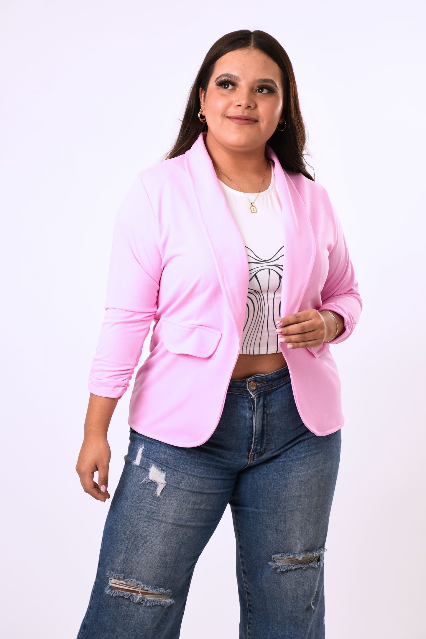 Blazer Manga 3/4 Liso con Solapa para Mujer - Unitalla en Varios Colores