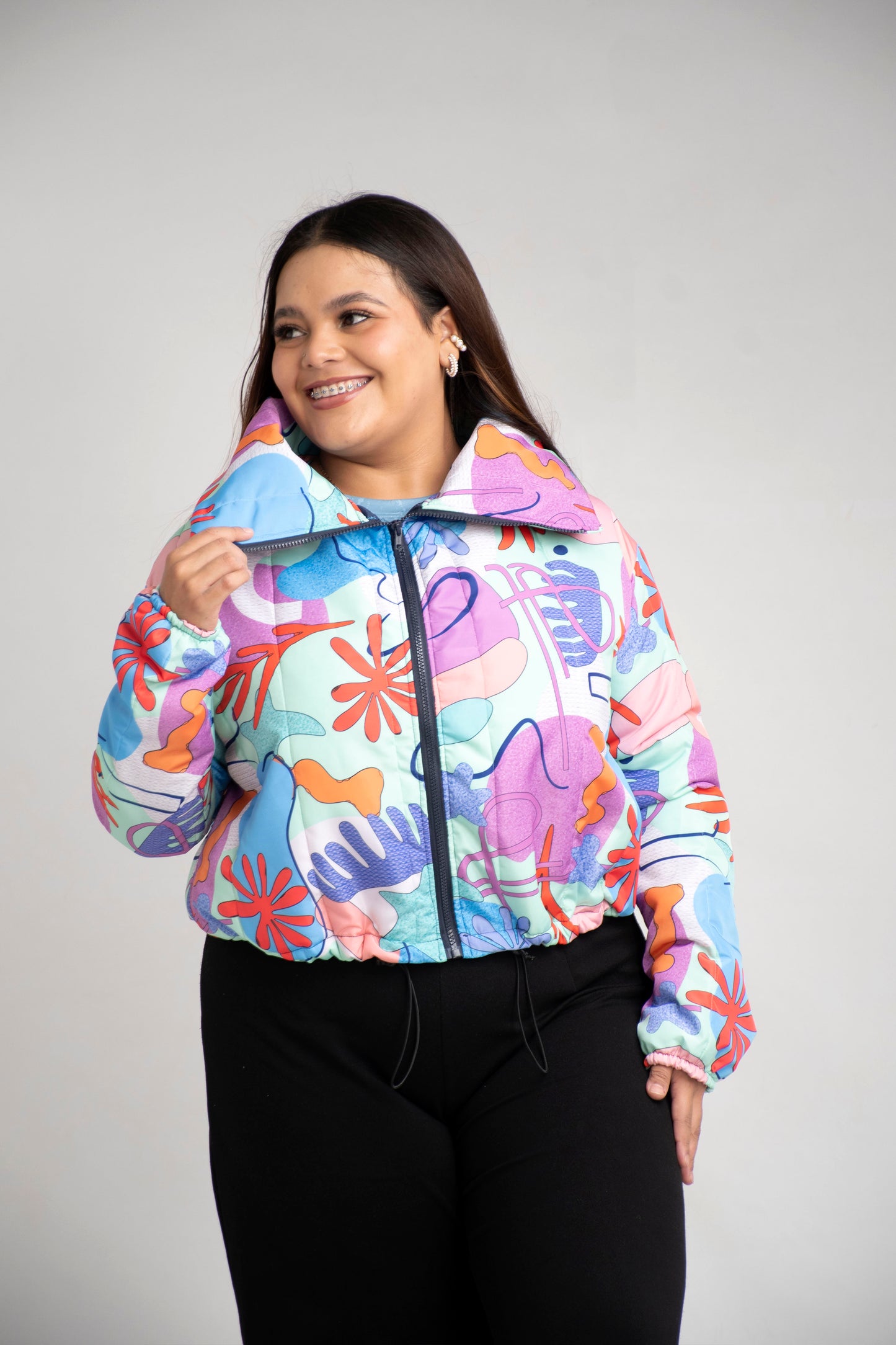 Cazadora Acolchada Estampada para Mujer Oversize - Estilo y Comodidad