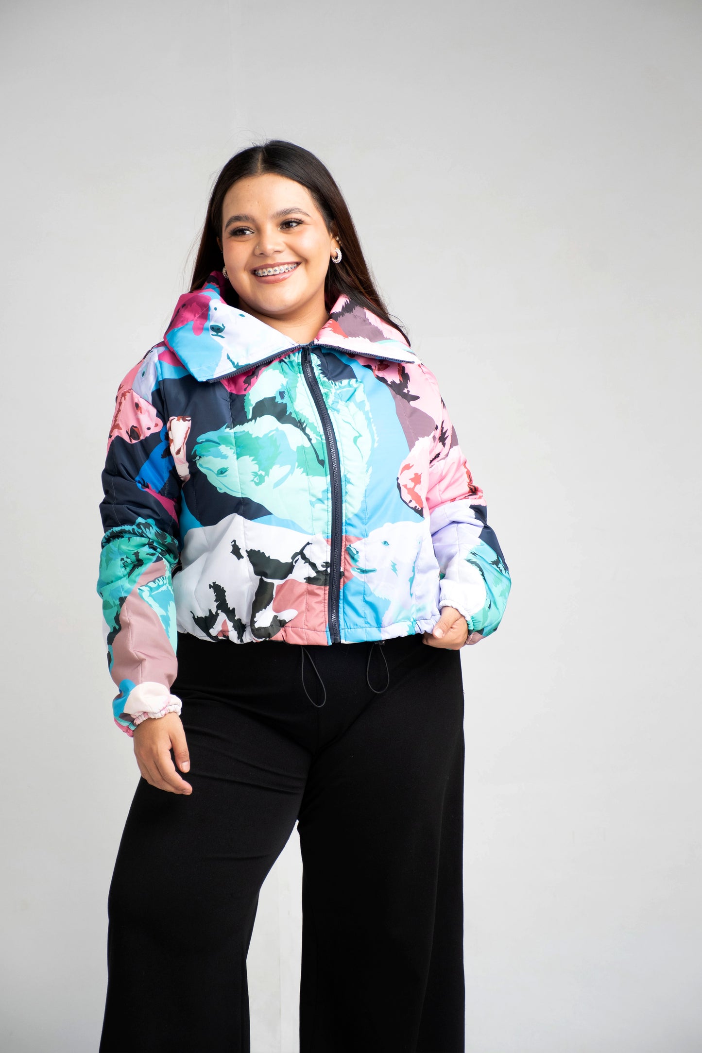 Cazadora Acolchada Estampada para Mujer Oversize - Estilo y Comodidad