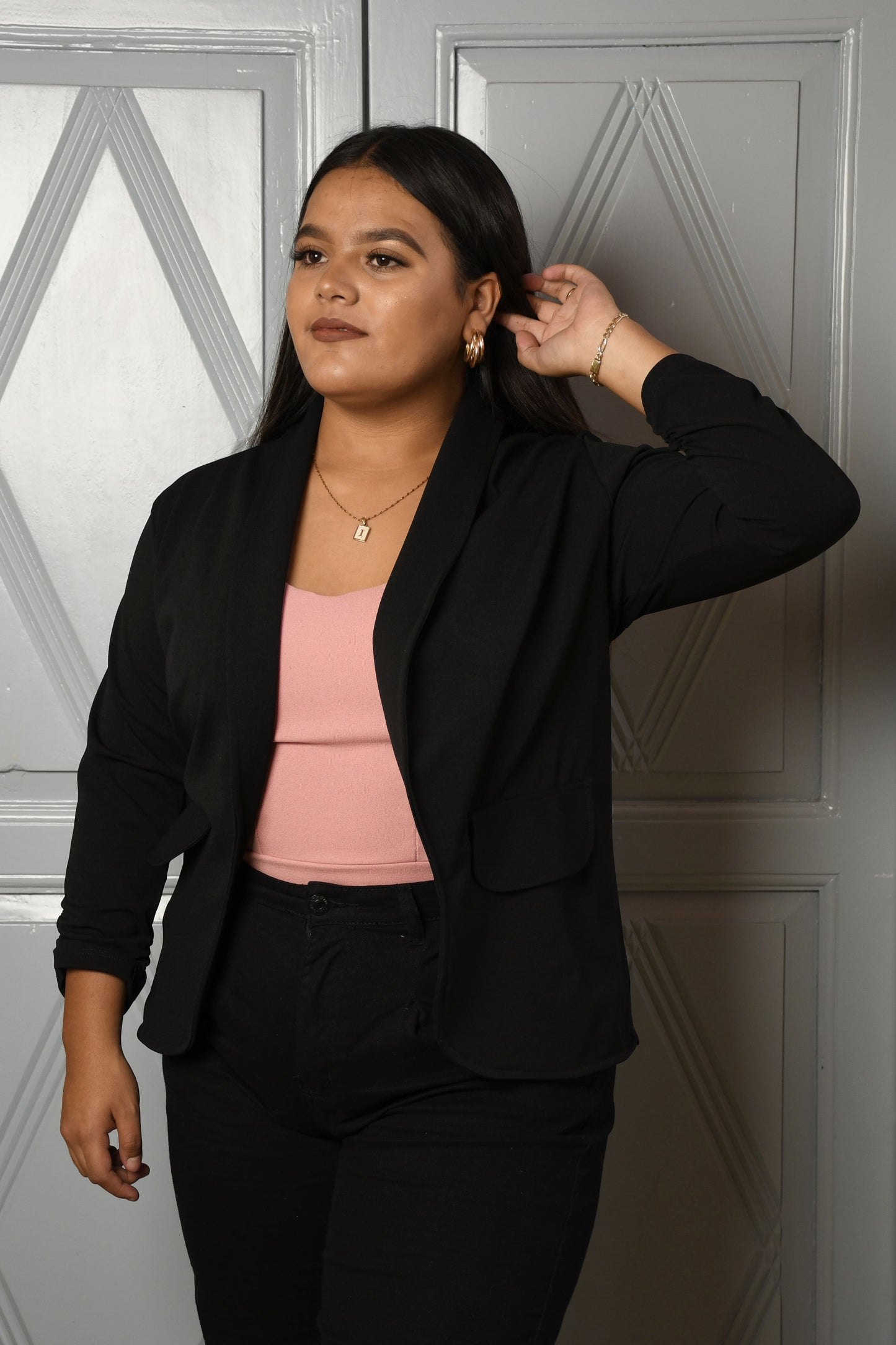 Blazer Manga 3/4 Liso con Solapa para Mujer - Unitalla en Varios Colores
