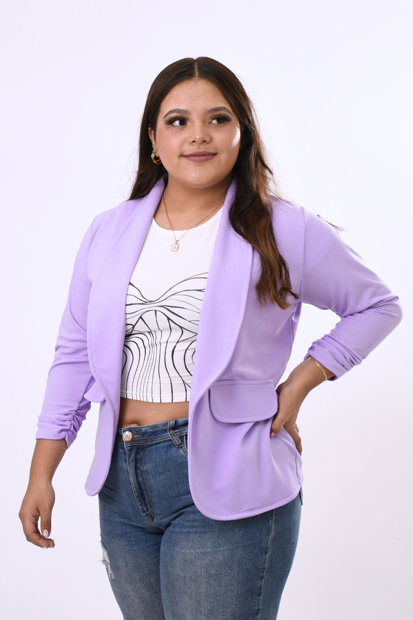Blazer Manga 3/4 Liso con Solapa para Mujer - Unitalla en Varios Colores