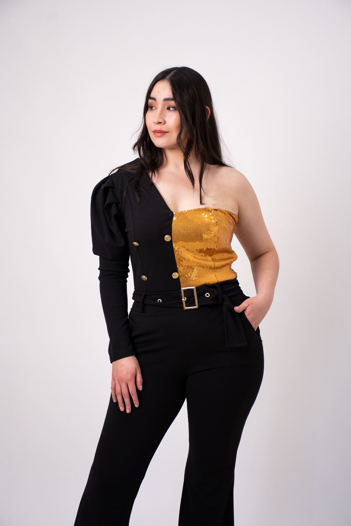 Jumpsuit largo lentejuela corte campana para Mujer – Elegancia para Noches Especiales
