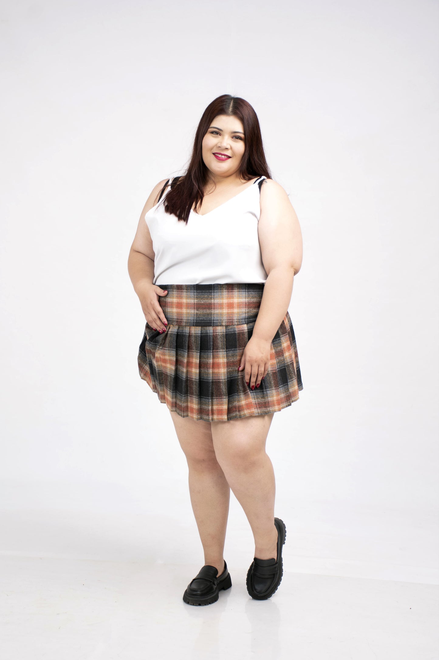 Falda mini tablas cuadrada para Mujer Curvy – Estilo Tallas Extra