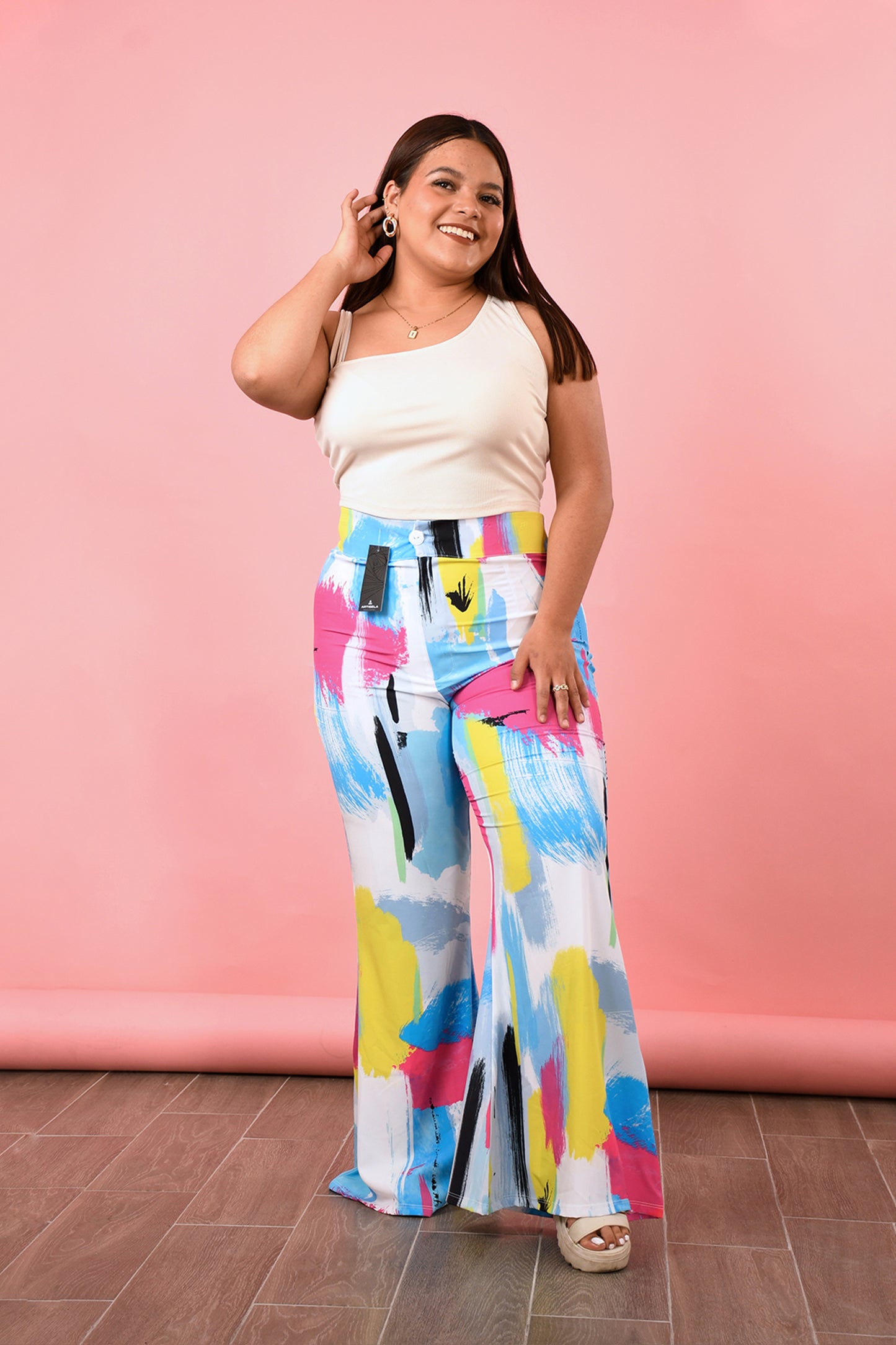 Pantalón Campana de Cintura Alta con Diseño | Elegancia Curvy