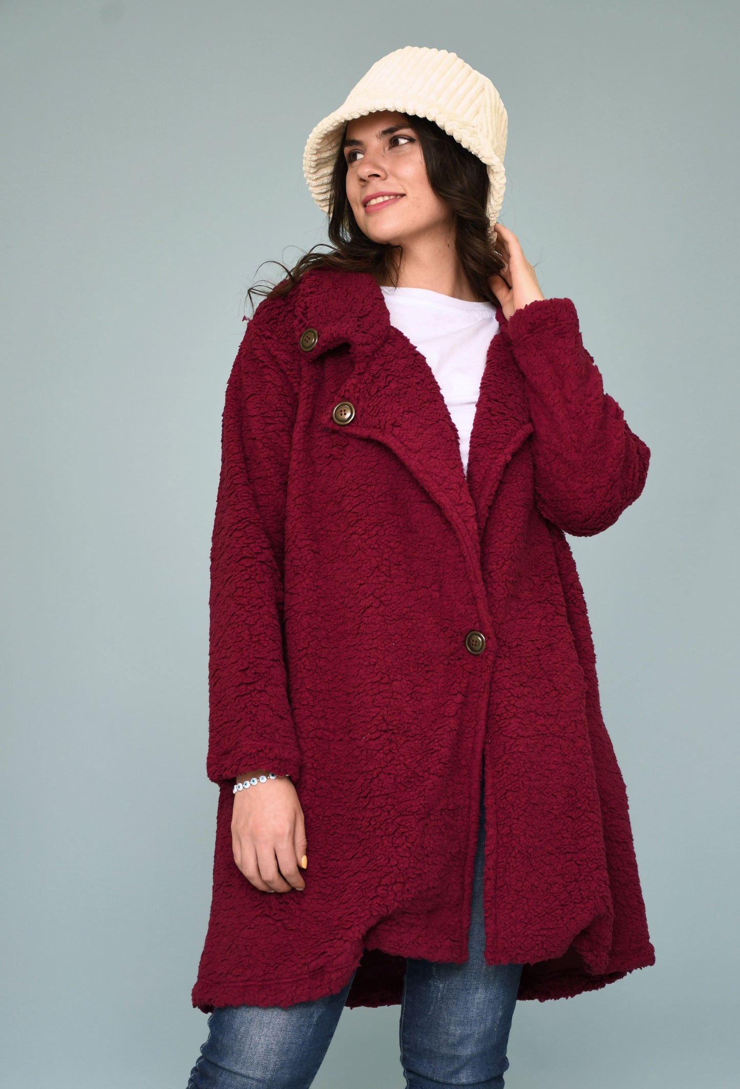 Abrigo Largo Efecto Peluche Oversize para Mujer - Estilo y Comodidad
