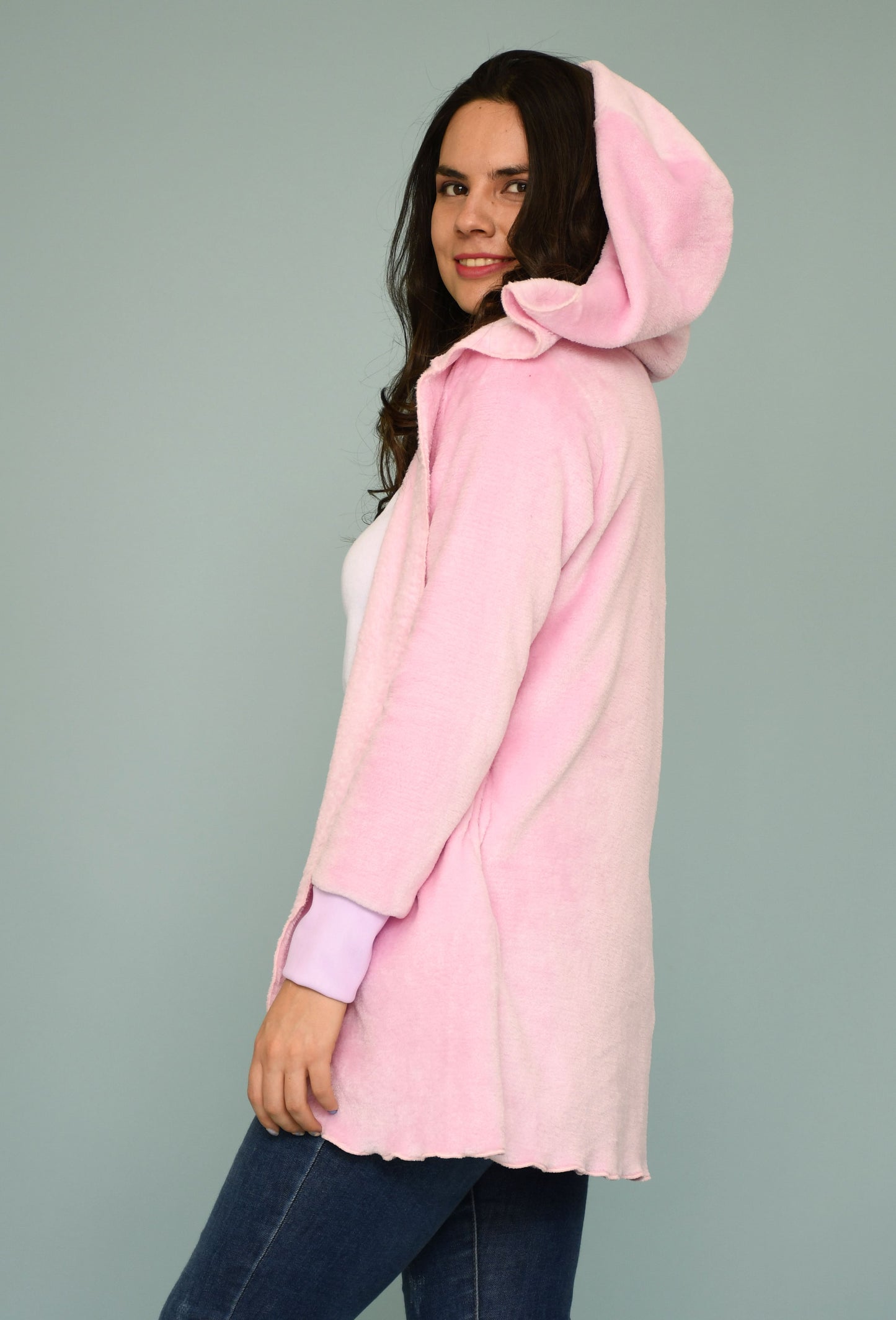 Chaqueta Larga de Franela con Capucha para Mujer Unitalla – Calidez y Estilo para el Invierno