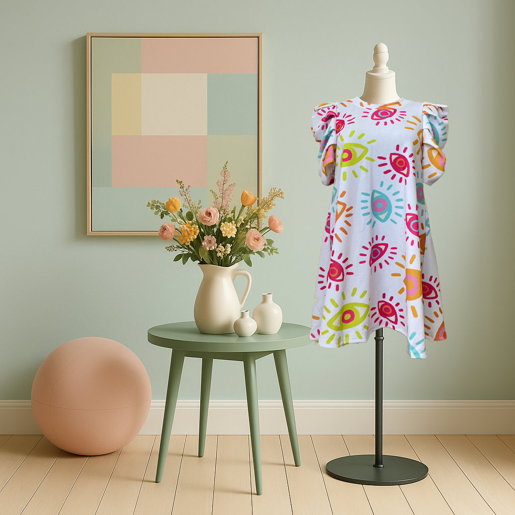 Vestido Corto Floral Sublimado con Mangas Abullonadas | Romántico, Fresco y Femenino