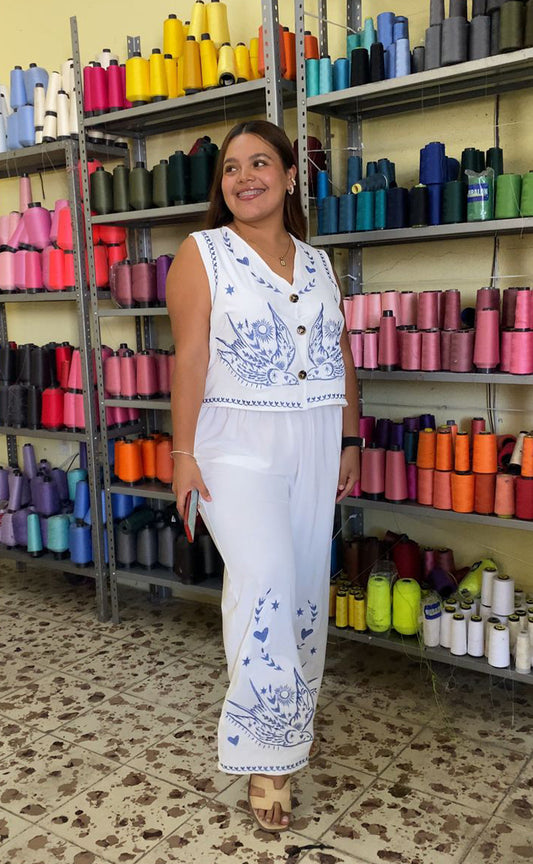 Conjunto de Chaleco y Pantalón Bordados | Elegancia Estilo Sofisticado