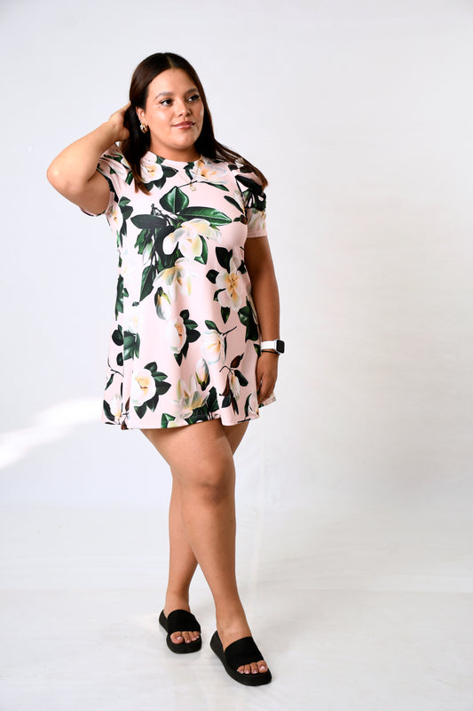 Vestido Corto Floral Sublimado con Mangas Abullonadas | Romántico, Fresco y Femenino