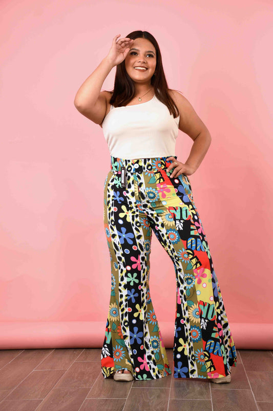 Pantalón Campana de Cintura Alta con Diseño | Elegancia Curvy