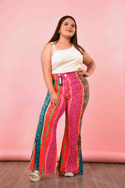 Pantalón Campana de Cintura Alta con Diseño | Elegancia Curvy