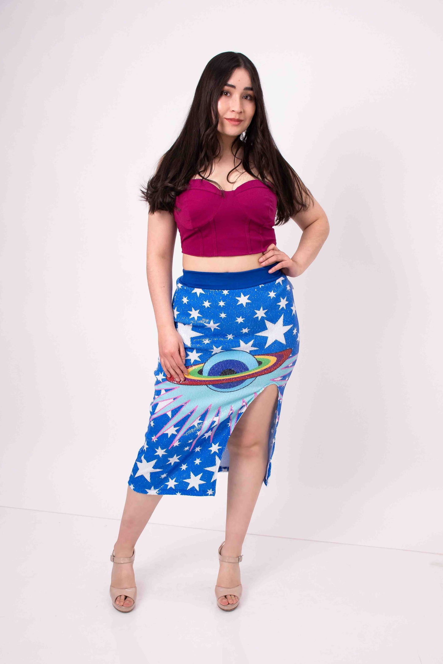 Falda de Lentejuelas Midi con Abertura en Pierna | Brilla con Elegancia