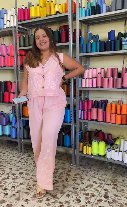Conjunto de Chaleco y Pantalón Bordados | Elegancia Estilo Sofisticado